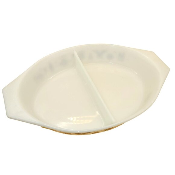Vintage Pyrex 1.5 Qt Divided Dish White/Brown Americana Ovenware jj3553 - Picture 2 of 8